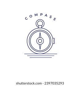Compass Minimalist monoline art logo style, simple modern estate logo, vector template for your brand