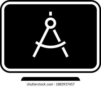 Compass and monitor icon, vector illustration	