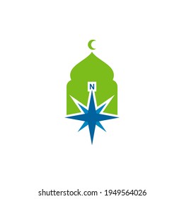 Compass Mosque logo design vector illustration, Creative Islamic logo design concept template, symbols icons