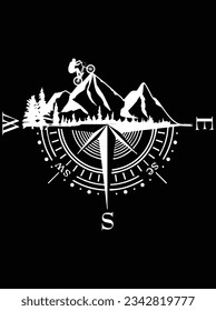 Compass mountain bicycle vector art design, eps file. design file for t-shirt. SVG, EPS cuttable design file svg