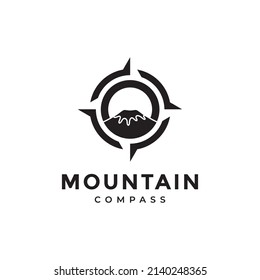 compass with mountain Fuji logo design, vector graphic symbol icon illustration creative idea