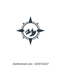 Compass and mountain logo. Logo design for adventure or travel inspiration.