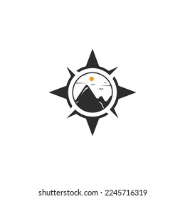 Compass and mountain logo. Logo design for adventure or travel inspiration.