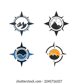Compass and mountain logo. Logo design for adventure or travel inspiration.