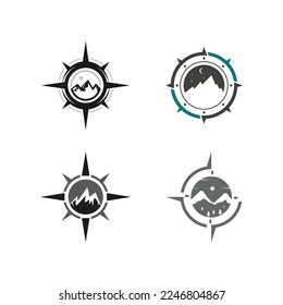 Compass and mountain logo. Logo design for adventure or travel inspiration.