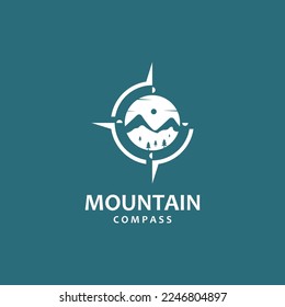 Compass and mountain logo. Logo design for adventure or travel inspiration.