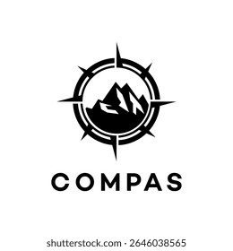 Bússola Mountain Logo Design Aventura, Exploração, Navegação