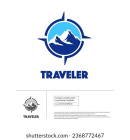 Compass and Mountain Logo Design Template