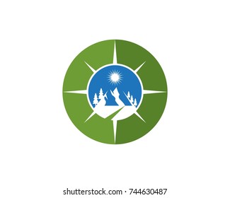 Compass mountain logo design template