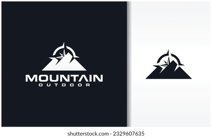 Compass Mountain Logo Image Vector