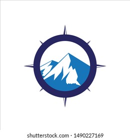 Compass mountain or outdoor vector logo template 