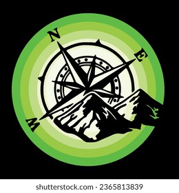 Compass and Mountain silhouette design