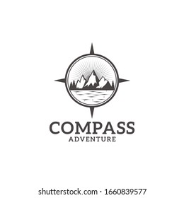 Compass and Mountain for Travel / Adventure logo design inspiration