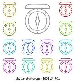 Compass multi color icon. Simple thin line, outline vector of adventure for ui and ux, website or mobile application