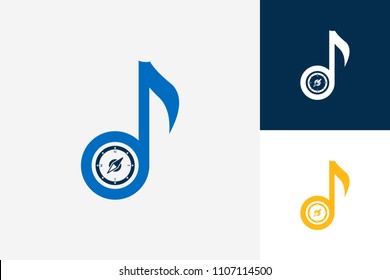 Compass Music Logo Template Design Vector, Emblem, Design Concept, Creative Symbol, Icon