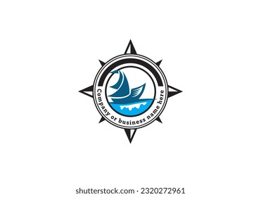 Compass Nautical Emblem Vector logo design