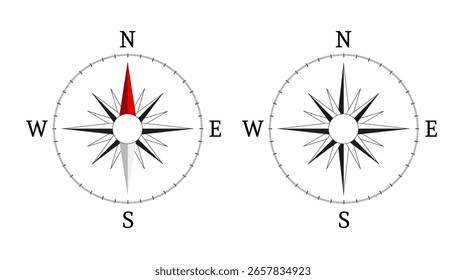 Compass navigation design, isolated on white background. Compass navigation icon in vector illustration