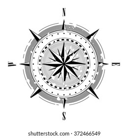 Compass navigation dial - highly detailed grunge vector illustration