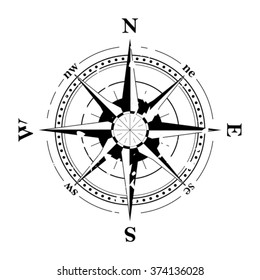 Compass navigation dial - highly detailed grunge vector illustration