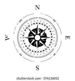 Compass navigation dial - highly detailed grunge vector illustration