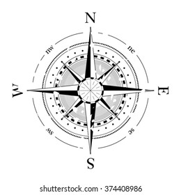 Compass navigation dial - highly detailed grunge vector illustration