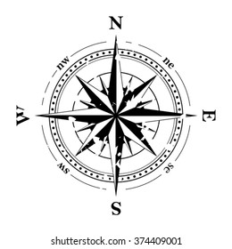 Compass navigation dial - highly detailed grunge vector illustration