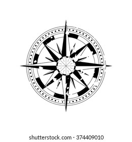 Compass navigation dial - highly detailed grunge vector illustration