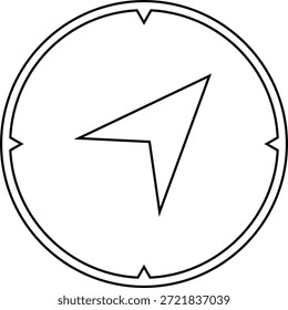 Brújula de navegación Icono de dirección y Orientación Icono de Ilustraciones vectoriales de línea, añadir brújula Rosa, Rodamiento, Ruta, Guía de viaje, Icono negro