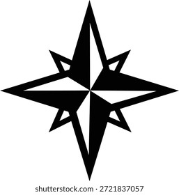 ícone de navegação de bússola de direção e orientação símbolo de ilustrações vetoriais planas, adicionar rosa bússola, rolamento, rota, guia de viagem, ícone preto