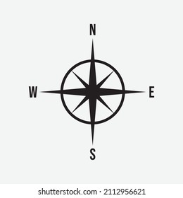 Compass navigation icon isolated flat design vector illustration on white background.
