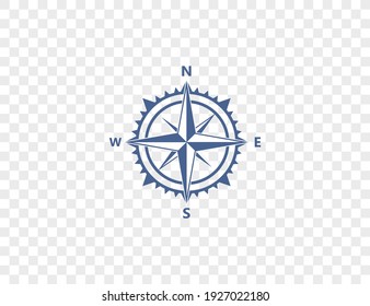 Compass, navigation icon on transparent background. Vector illustration, design.