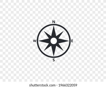Compass, icono de navegación sobre fondo transparente. Ilustración vectorial, diseño.