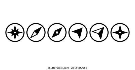 compass navigation icon symbol sign vector design black white simple flat illustration collection set isolated