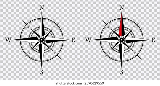 Compass Navigation Logo – Vector Flat Icon on Transparent Background