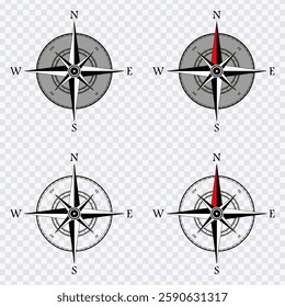 Compass Navigation Logo – Vector Flat Icon on Transparent Background