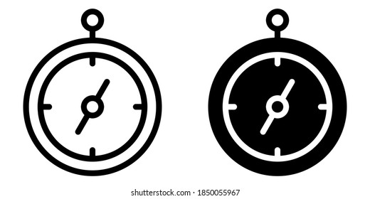 Compass for Navigation in Outline and Glyph Icon