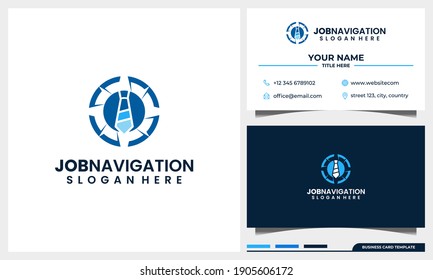 compass navigation with tie job logo concept and business card template