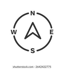 Compass navigation vector outline icon. Geolocation design concept