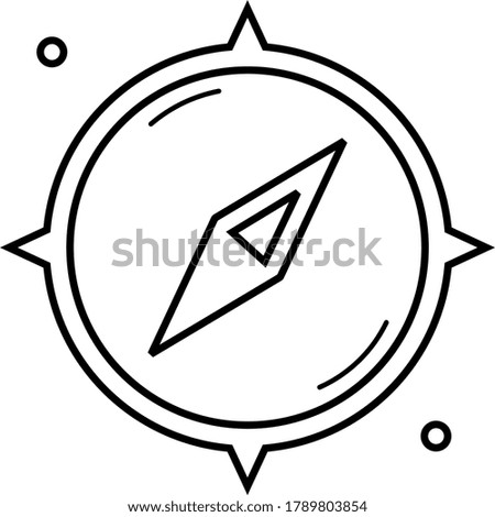 Compass and navigation. Vector outline icon.