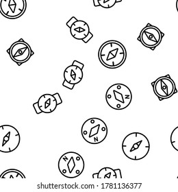 Compass Navigation Vector Seamless Pattern Thin Line Illustration