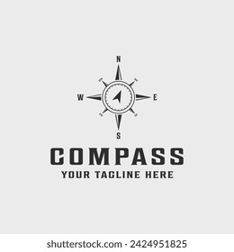 compass or navigation vintage line art logo illustration template icon graphic design