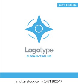 Compass, Navigation, Way Blue Solid Logo Template. Place for Tagline. Vector Icon Template background