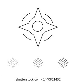 Compass, Navigation, Way Bold and thin black line icon set