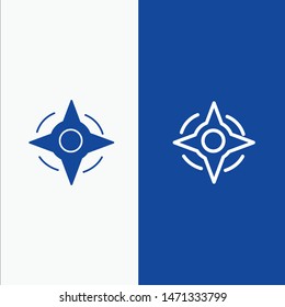 Compass, Navigation, Way Line and Glyph Solid icon Blue banner Line and Glyph Solid icon Blue banner. Vector Icon Template background