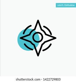 Compass, Navigation, Way turquoise highlight circle point Vector icon