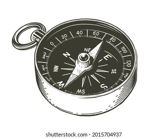 Compass. Navigational device. Show side world, Isolated on white background. Eps10 vector illustration.