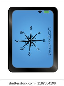 compass navigations rose icon on background plate. hand drawn vector illustration