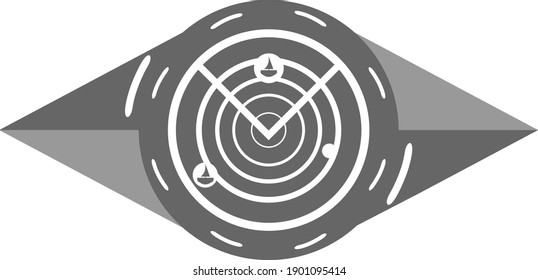 compass needle icon forming the radar
