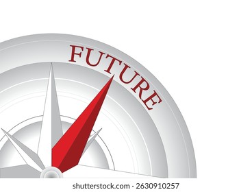 Compass with needle pointing with future text, Conceptual of suitable for motivation purpose or future vision.vector illustration.