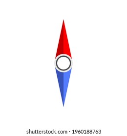 Compass Needle Sign Icon Red and Blue Color Isolated on White